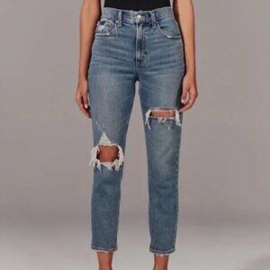 Abercrombie & Fitch Distressed Mom Jean Medium Wash